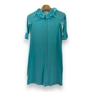 Smart Time Women's Vintage 1970's Housecoat Velour Robe Sleepwear Blue Size 12